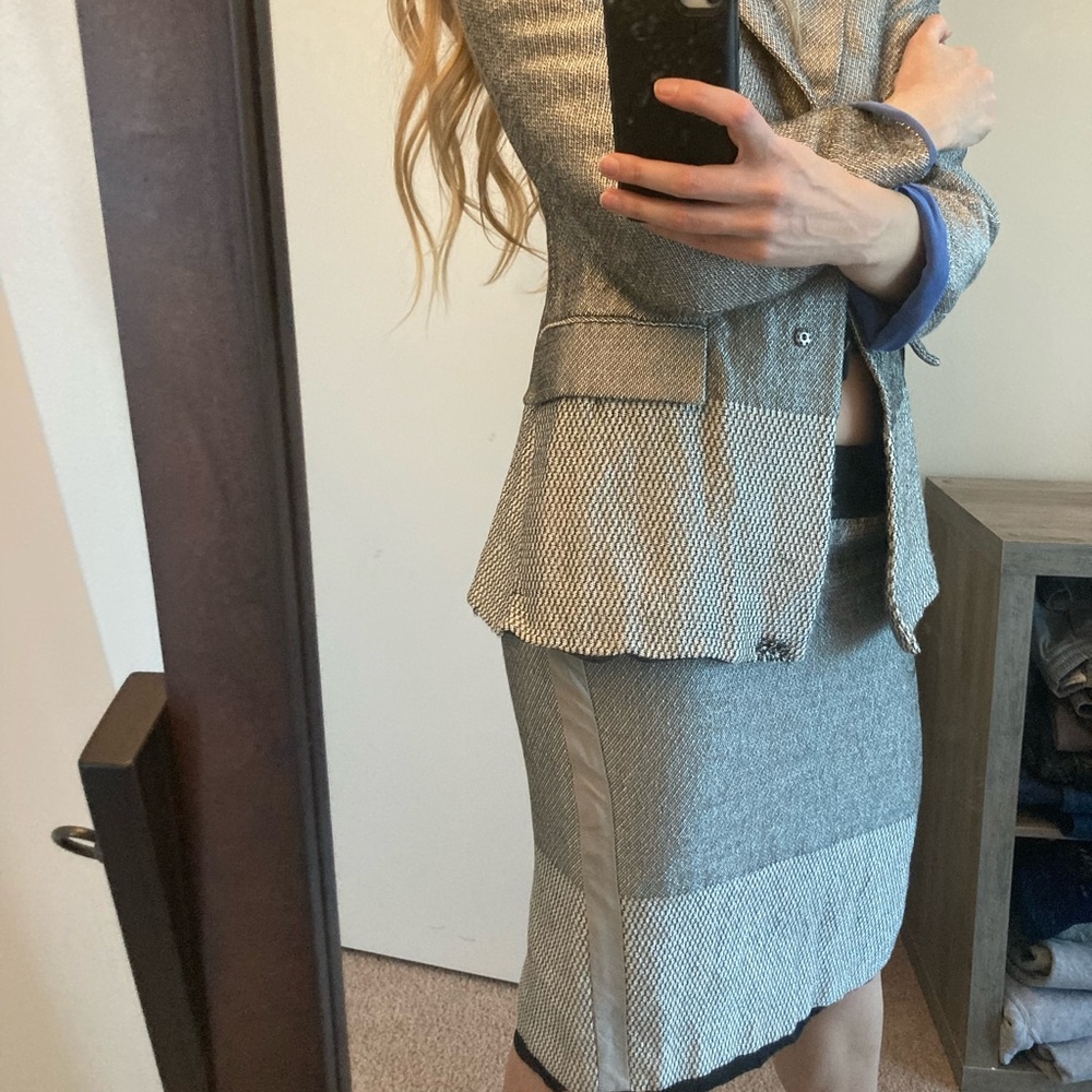 Alberta ferretti pencil suit set silver size XS/ it 40 / US 4
